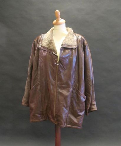 Veste de dame en cuir d agneau chocolat,...