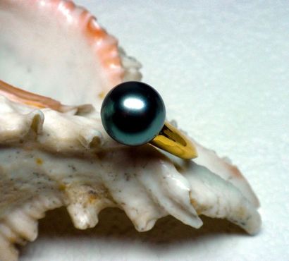 Bague fine mettant en évidence une importante...