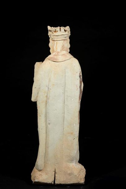 Vierge à l'Enfant en pierre calcaire sculptée...