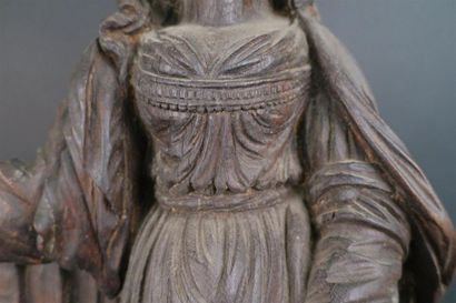 Vierge ou sainte Femme en chêne sculpté,...