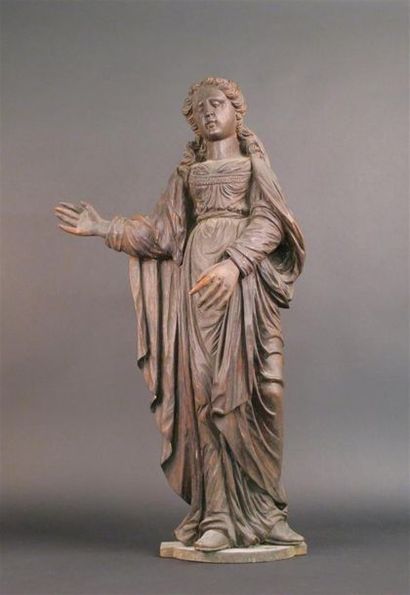 Vierge ou sainte Femme en chêne sculpté,...