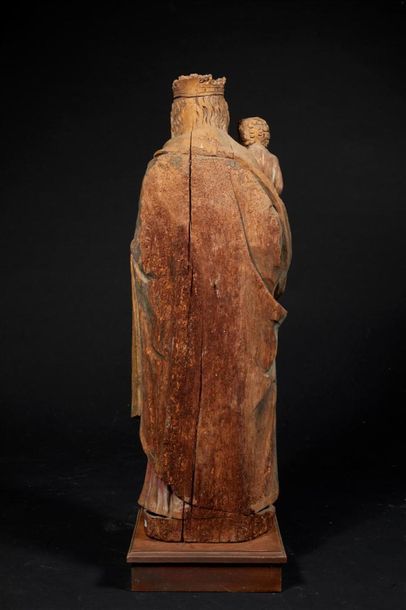 Vierge à l'Enfant dite au raisin en bois...