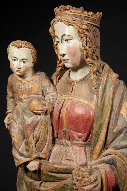 Vierge à l'Enfant dite au raisin en bois...