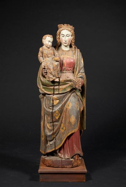 Vierge à l'Enfant dite au raisin en bois...