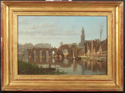 René JOUHAN (1835-1927) 
Le pont des Treilles...