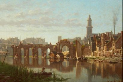 René JOUHAN (1835-1927) 
Le pont des Treilles...