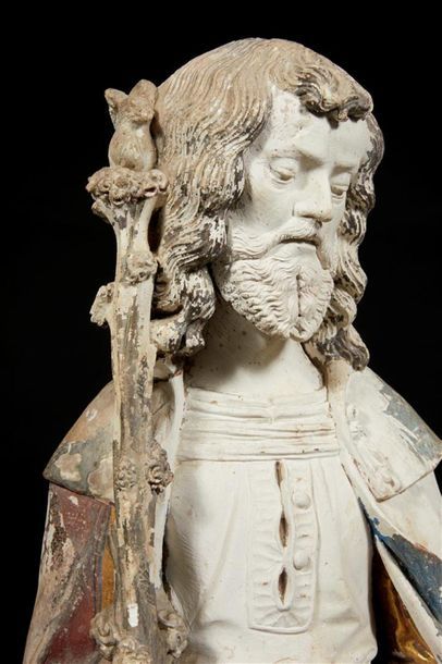 Joseph et l'Enfant Jésus en pierre calcaire...