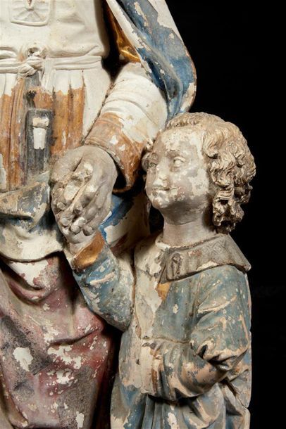Joseph et l'Enfant Jésus en pierre calcaire...