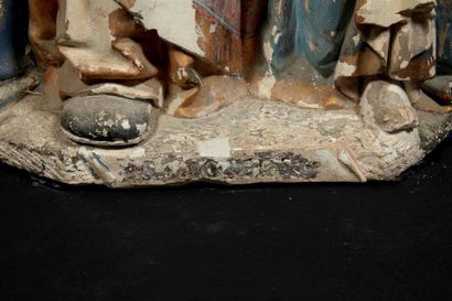 Joseph et l'Enfant Jésus en pierre calcaire...