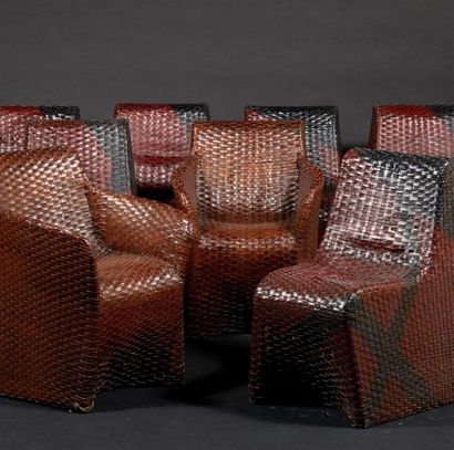 Jean NOUVEL. Deux fauteuils et six chaises...