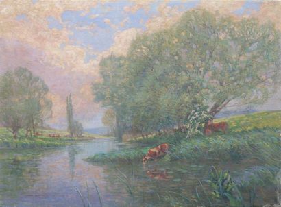 William BROCK (1874-c.1953)
Vaches au bord...