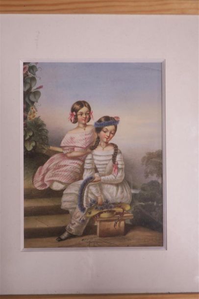 Ecole française du XIXème siècle
Deux fillettes...