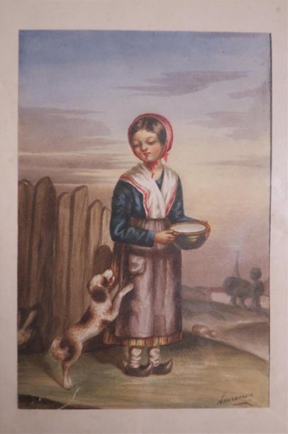 Ecole française du XIXème siècle
Deux fillettes...