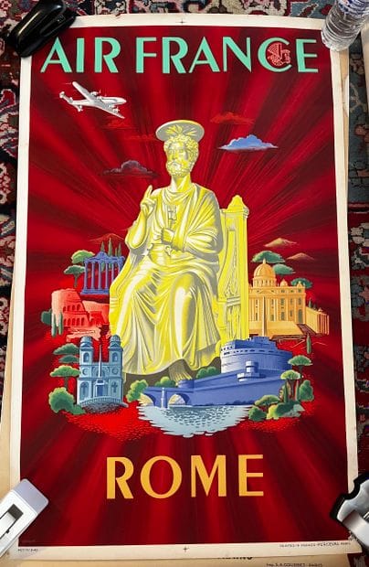 PLAQUET. Air France. Rome. 1949. Lithographic...