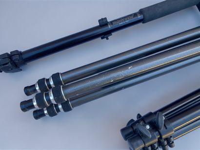 Set of three tripods (including one Manfrotto)...
