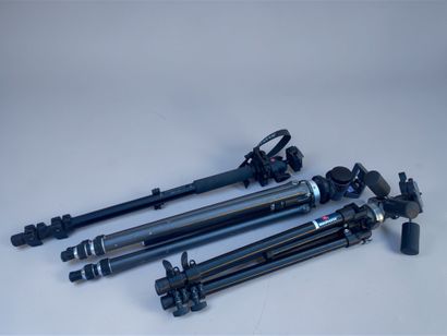 Set of three tripods (including one Manfrotto)...