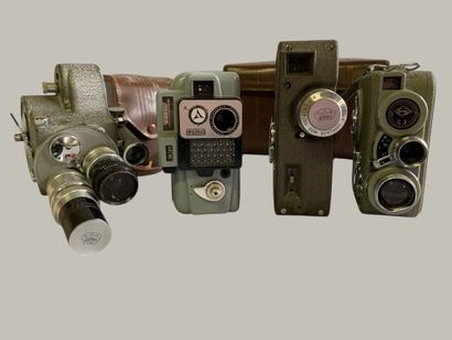 Set of four assorted cameras. In a case:...