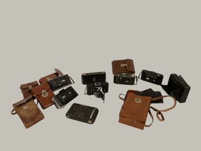 A set of eight various bellows cameras, as-is,...