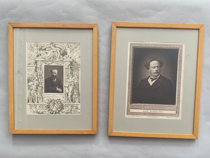 Set of six framed vintage photographs. Portraits...