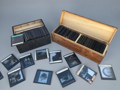 In wooden boxes, a collection of nearly 120...