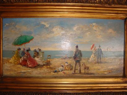 Ecole du XXe siècle
Scène de plage Huile...