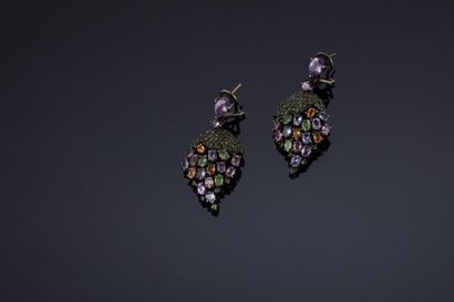Paire de pendants d'oreilles en argent (925...