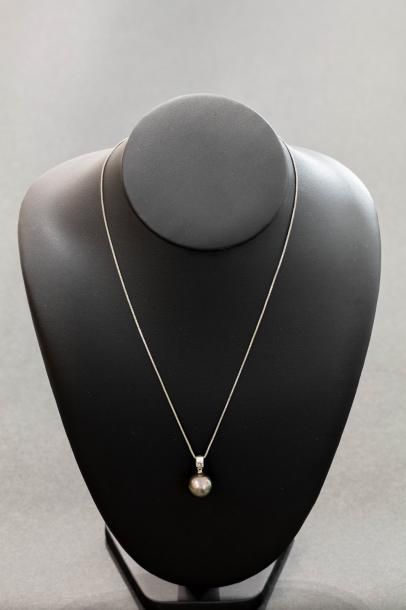 Collier composé d'une fine chaîne en argent...