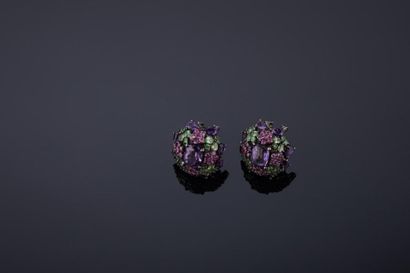 Paire de clips d'oreilles boule en argent...