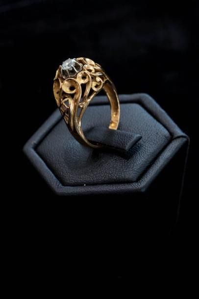 Bague en or jaune 18 k (750 millièmes) de...