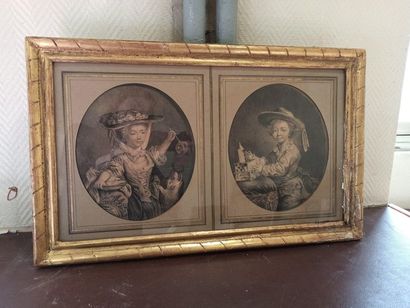 
Deux gravures ovales dans un seul cadre

Portraits...