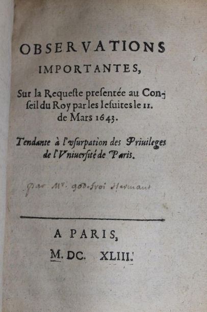 Jésuite

Observations importantes sur la...