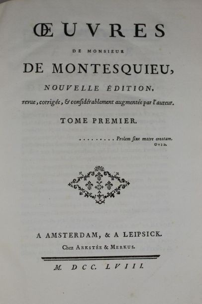 MONTESQUIEU : Oeuvres de Monsieur de Montesquieu....