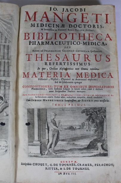MANGETI Iohannes Iacobus, 

Bibliotheca Pharmaceutico-Medica

Edité...