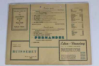 FERNANDEL. Signature on a music-hall program...