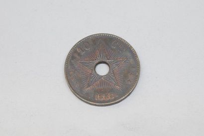 Pièce en cuivre de 10 centimes - Léopold...