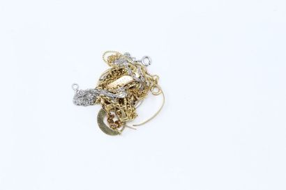 Lot d'or gris et jaune 18k (750) comprenant...