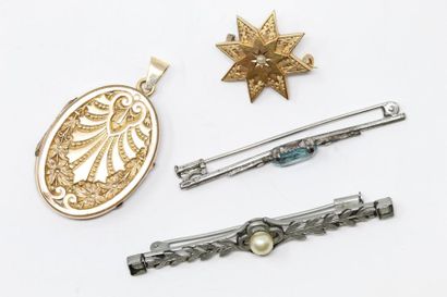 Ensemble composé d'une broche étoile en plaqué...