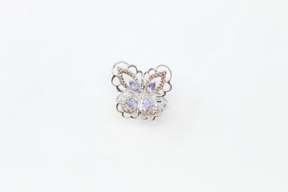 Bague papillon en argent ornée de tanzanites...