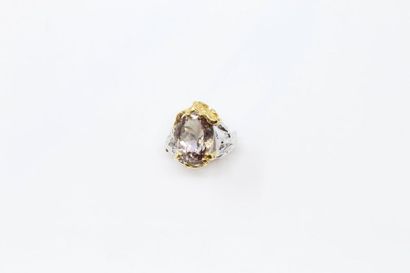 Bague en argent et en vermeil à décor végétal...