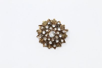 Broche ronde en or jaune 14K (585), stylisée...
