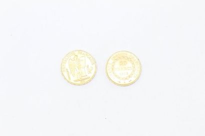 Lot de 2 pièces en or de 20 Francs 
