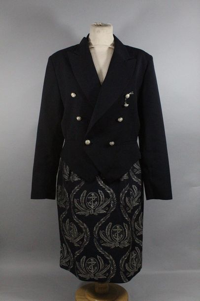 Tailleur demi saison en tissus bleu marine...
