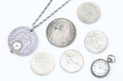 Lot d'argent comprenant :5 pièces de 5 francs...
