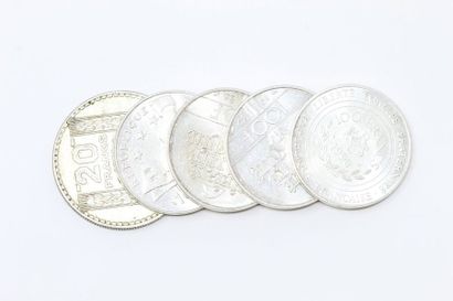 Ensemble de 4 pièces de 100 francs commémoratives...