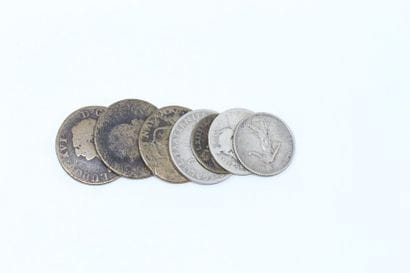 Ensemble de trois pièces en argent : 2 francs...