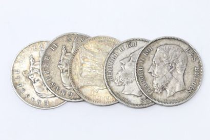 Ensemble de pièces en argent XIXe :

Belgique...