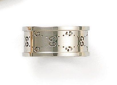Bague anneau large coulissant en or gris...