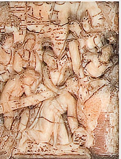 Plaque sculptée en albâtre de Malines. De...