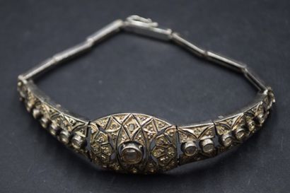 Bracelet articulé en argent à motifs géométriques...