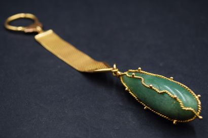 Porte clefs en or jaune 18K (750) avec pendentif...